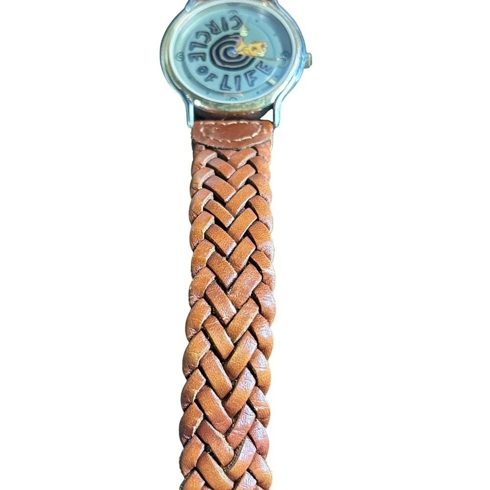 Vintage Disney The Lion King Timex Watch Circle of Life Braided Leather Strap